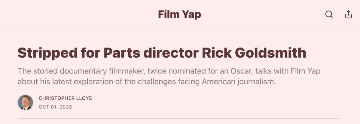 Film Yap – Interview with director Rick&nbsp;Goldsmith